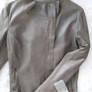 NWT CIGNO NERO Taupe Leather Jacket SZ 44 (approx L)